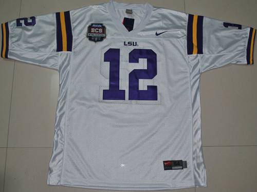 LSU Tigers #12 Jarrett Lee White 2012 BCS Championship Patch Stitched NCAA Jersey