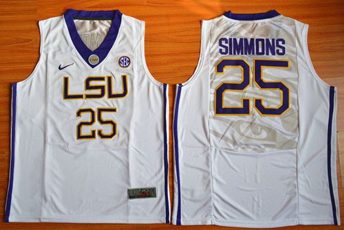 LSU Tigers #25 Ben Simmons White Basketball Stitched NCAA Jersey