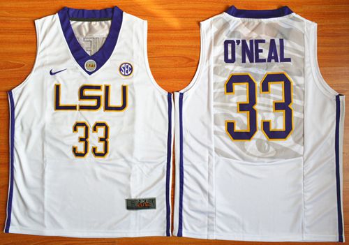 LSU Tigers #33 Shaquille O'Neal White Basketball Stitched NCAA Jersey