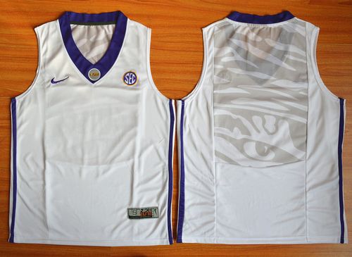 LSU Tigers Blank White Basketball Stitched NCAA Jersey