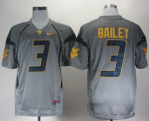 Mountaineers #3 Stedman Bailey Grey Stitched NCAA Jersey