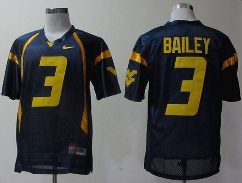 Mountaineers #3 Stedman Bailey Navy Blue Stitched NCAA Jersey