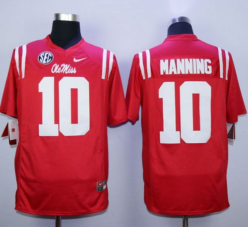 Rebels #10 Eli Manning Red Stitched NCAA Jersey