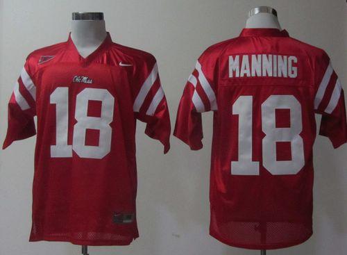 Rebels #18 Archie Manning Red Stitched NCAA Jersey