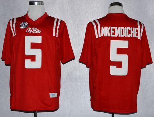 Rebels #5 Robert Nkemdiche Red Stitched NCAA Jersey
