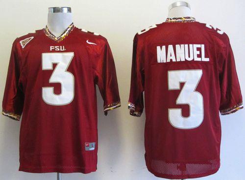 Seminoles #3 E.J Manuel Red Stitched NCAA Jersey