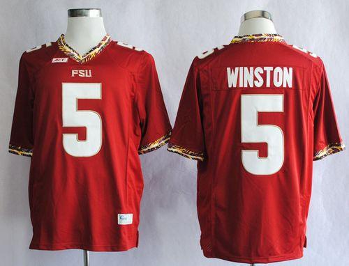 Seminoles #5 Jameis Winston Red Stitched NCAA Jersey