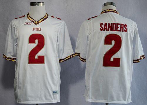 Seminoles #2 Deion Sanders White New Stitched NCAA Jersey