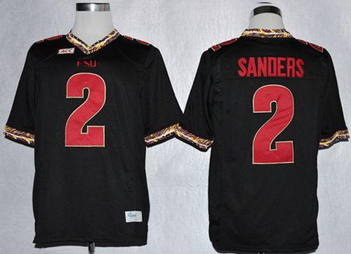 Seminoles #2 Deion Sanders Black Stitched NCAA Jersey