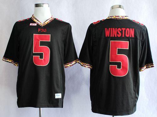 Seminoles #5 Jameis Winston Black Stitched NCAA Jersey