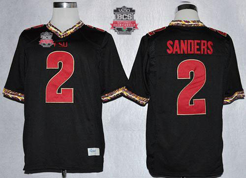 Seminoles #2 Deion Sanders Black 2014 BCS Bowl Patch Stitched NCAA Jersey