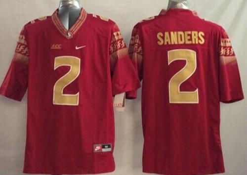 Seminoles #2 Deion Sanders Red Limited Stitched NCAA Limited Jersey