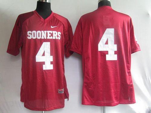 Sooners #4 Red Stitched NCAA Jersey