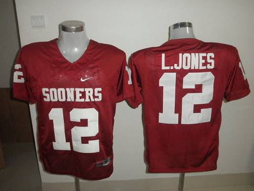 Sooners #12 Landy Jones Red Stitched NCAA Jersey