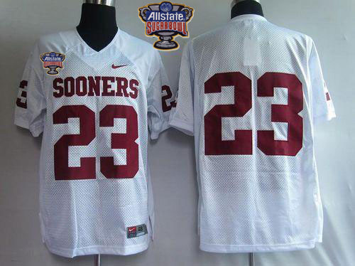 Sooners #23 Allen Patrick White 2014 Sugar Bowl Patch Stitched NCAA Jersey