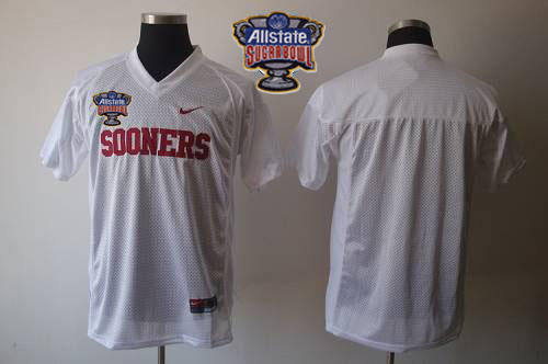 Sooners Blank White 2014 Sugar Bowl Patch Stitched NCAA Jersey