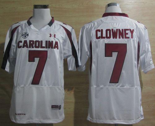 South Carolina #7 Javedeon Clowney White SEC Patch Stitched NCAA Jersey