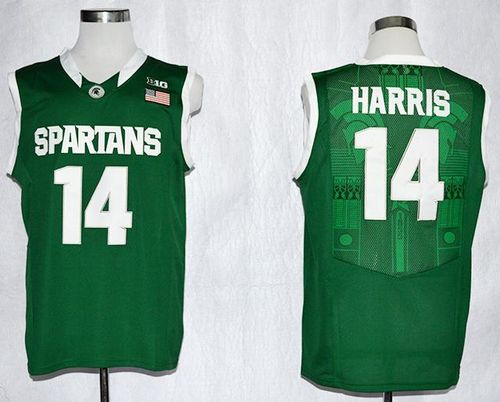 Spartans #14 Gary Harris Green Basketball Stitched NCAA Jersey