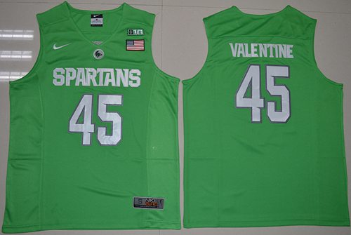 Spartans #45 Denzel Valentine Apple Green Authentic Basketball Stitched NCAA Jersey