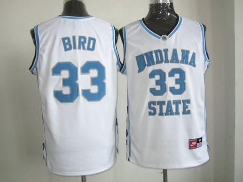 Sycamores #33 Larry Bird White Hardwood Legends Basketball Stitched NCAA Jersey