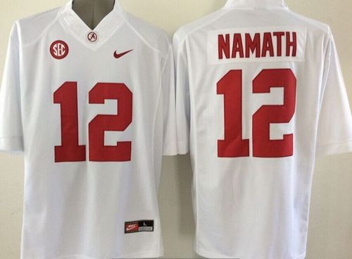 Crimson Tide #12 Joe Namath White Stitched NCAA Jersey