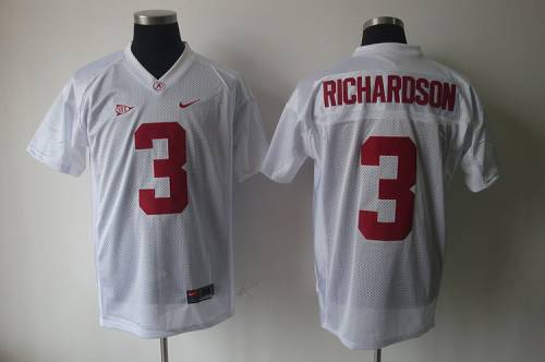 Crimson Tide #3 Trent Richardson White Stitched NCAA Jersey