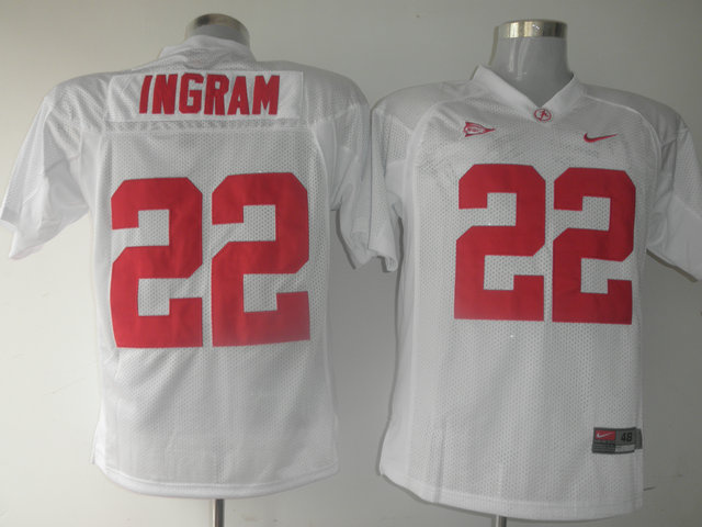 Crimson Tide #22 Mark Ingram White Stitched NCAA Jersey