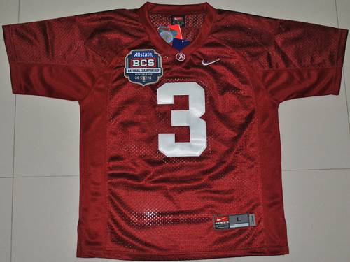 Crimson Tide #3 Trent Richardson Red 2012 BCS Championship Patch Stitched NCAA Jersey