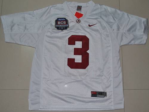 Crimson Tide #3 Trent Richardson White 2012 BCS Championship Patch Stitched NCAA Jersey