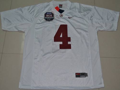 Crimson Tide #4 Mark Barron White 2012 BCS Championship Patch Stitched NCAA Jersey