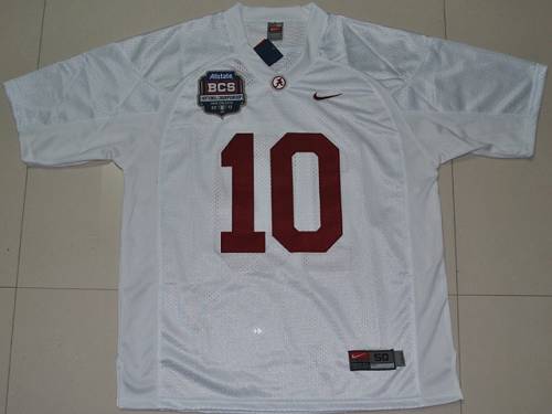 Crimson Tide #10 AJ McCarron White 2012 BCS Championship Patch Stitched NCAA Jersey