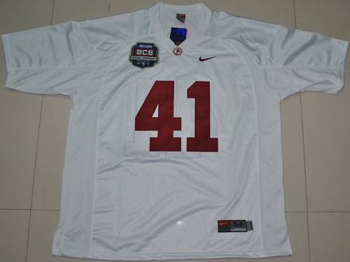 Crimson Tide #41 Courtney Upshaw White 2012 BCS Championship Patch Stitched NCAA Jersey