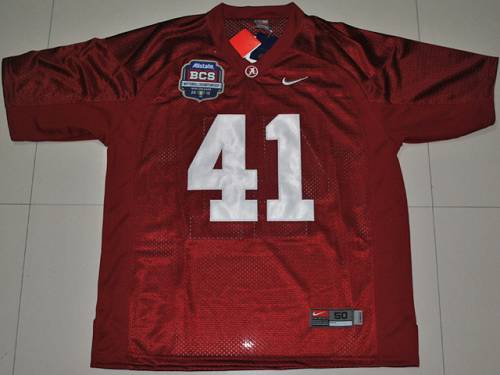 Crimson Tide #41 Courtney Upshaw Red 2012 BCS Championship Patch Stitched NCAA Jersey