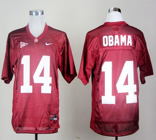 Crimson Tide #14 Barack Obama Red 14th Championship Anniversary Stitched NCAA Jersey