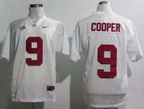 Crimson Tide #9 Amari Cooper White SEC Patch Stitched NCAA Jersey