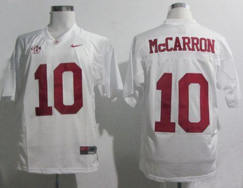 Crimson Tide #10 AJ McCarron White SEC Patch Stitched NCAA Jersey