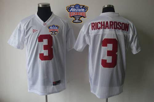 Crimson Tide #3 Trent Richardson White 2014 Sugar Bowl Patch Stitched NCAA Jersey