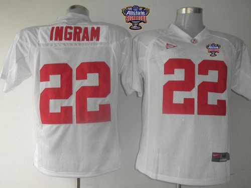 Crimson Tide #22 Mark Ingram White 2014 Sugar Bowl Patch Stitched NCAA Jersey
