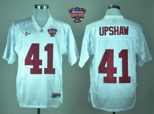 Crimson Tide #41 Courtney Upshaw White 2014 Sugar Bowl Patch Stitched NCAA Jersey
