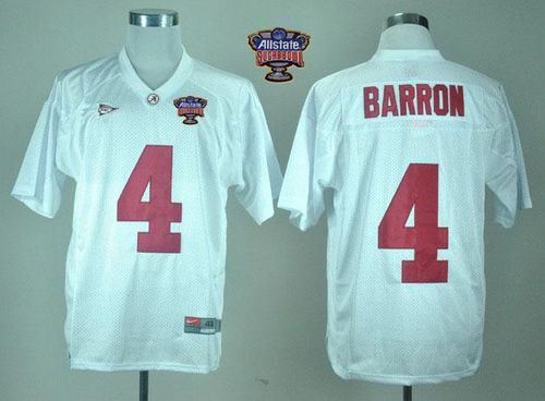 Crimson Tide #4 Mark Barron White 2014 Sugar Bowl Patch Stitched NCAA Jersey