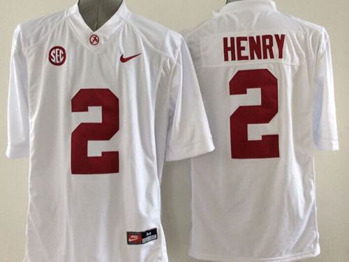Crimson Tide #2 Derrick Henry White SEC Patch Stitched NCAA Jersey