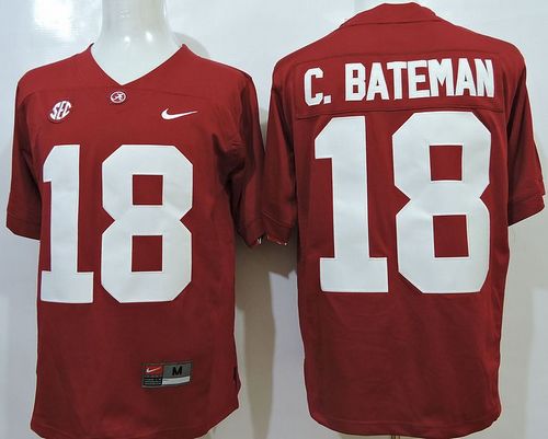Crimson Tide #18 Cooper Bateman Red SEC Patch Stitched NCAA Jersey
