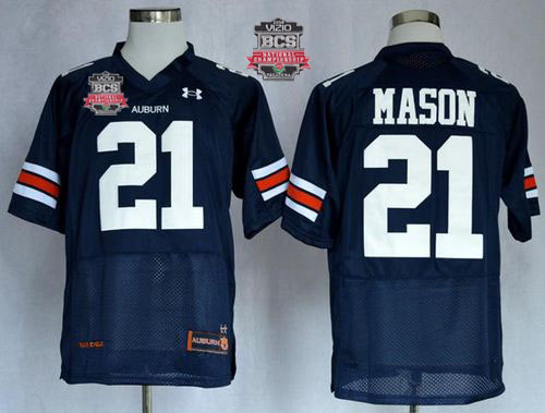 Tigers #21 Tre Mason Blue 2014 BCS Bowl Patch Stitched NCAA Jersey