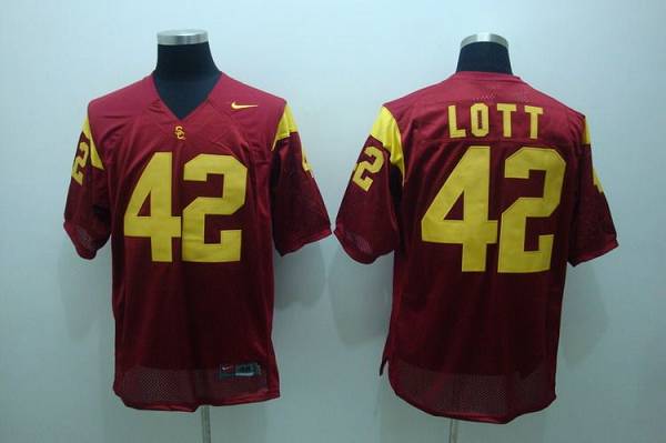 Trojans #42 Ronnie Lott Red Stitched NCAA Jersey