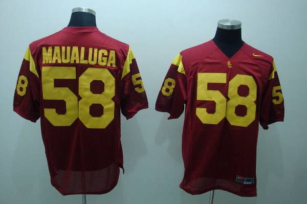 Trojans #58 Rey Maualuga Red Stitched NCAA Jersey