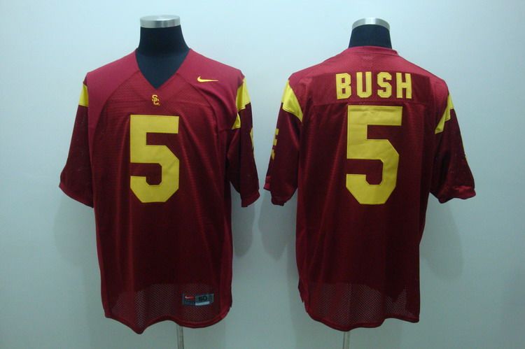 Trojans #5 Reggie Bush Red Stitched NCAA Jersey