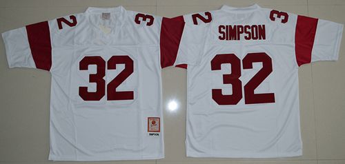 Trojans #32 O.J. Simpson White Stitched NCAA Jersey