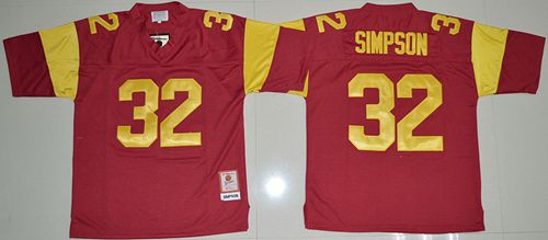 Trojans #32 O.J. Simpson Red Stitched NCAA Jersey