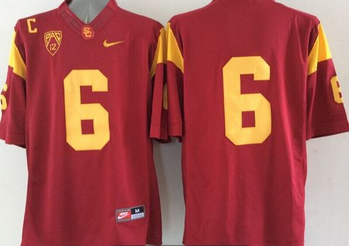 Trojans #6 Red Limited Stitched NCAA Jersey