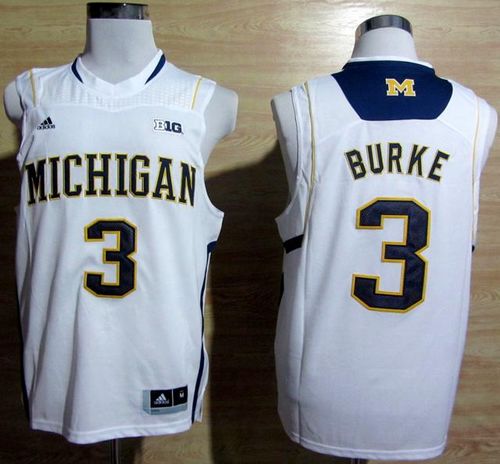 Wolverines #3 Trey Burke White Basketball Stitched NCAA Jersey